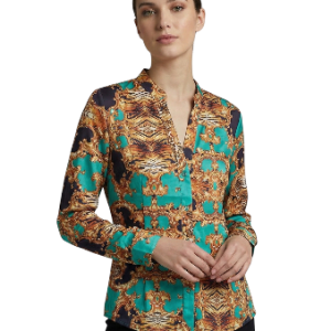 Blusa Estampado Barroco Turquesa Oro talla S