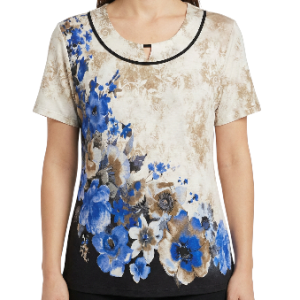 Blusa Estampado Floral Azul Beige talla X