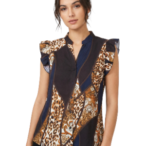 Blusa Estampado Mixto Leopardo y Paisley talla S