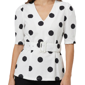 Blusa Peplum Lunares Blancos y Negros talla S