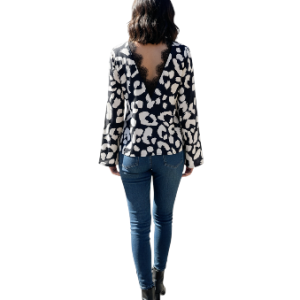 Blusa Estampado Abstracto Otoñal Cuello V talla XL