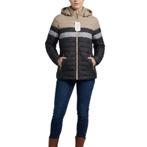 Chaqueta Acolchada Beige y Negro Mujer (Chompa) talla XL