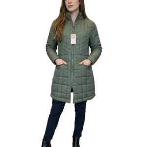 Chaqueta Acolchada Larga Verde Militar Mujer talla XL