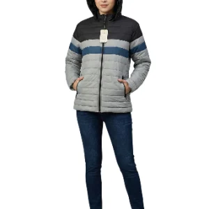 Chaqueta acolchada mujer gris y azul talla L