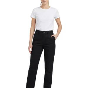 Lee Women's Relaxed-Fit Side Elastic Tapered-Leg Jean en color Double Black talla M
