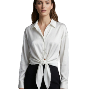 Ramy Brook Farrah Blusa de Seda con Lazo Frontal Marfil talla S aldamariyo nuestra moda