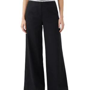 SHEIN MOD Pantalones largos de doble capa con bordado y pernera ancha talla M