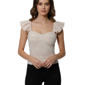 Top Corsé con Volantes Beige talla S aldamariyo nuestra moda