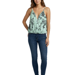 Top Cruzado Escote V Estampado Floral Menta talla SM aldamariyo nuestra moda