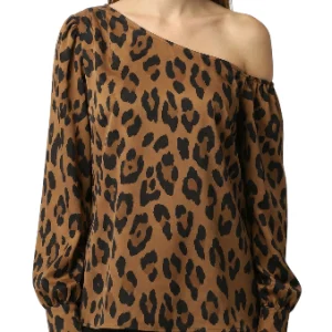 blusa asimétrica con estampado de leopardo talla M