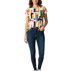 Blusa de manga corta con estampado geométrico abstracto talla M