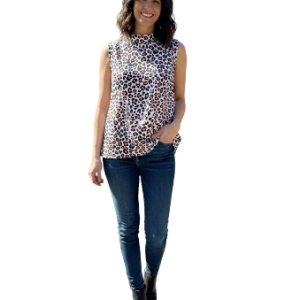 Blusa sin mangas estampado de leopardo talla SM