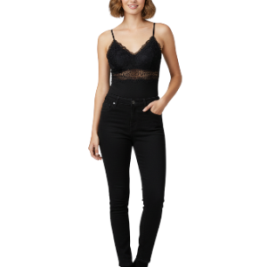 body de encaje negro con tirantes finos talla S
