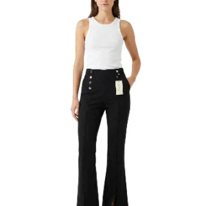 Pantalón acampanado negro con botones dorados talla M