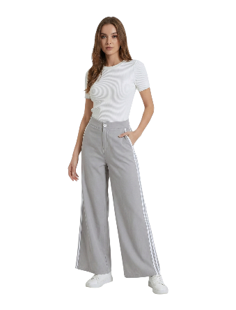 Pantalón de pernera ancha con banda lateral