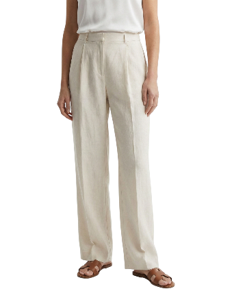 Pantalón elegante pierna ancha beige