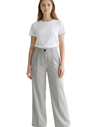 Pantalón elegante pierna ancha gris