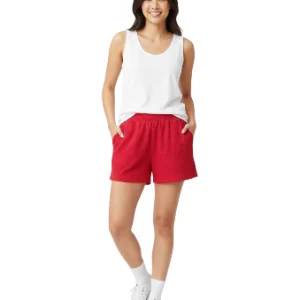 Bermudas casuales rojas de cintura elástica para mujer