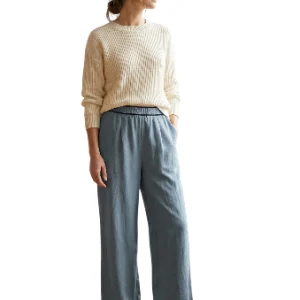 Pantalón Wide Leg Lino Azul Claro Dama