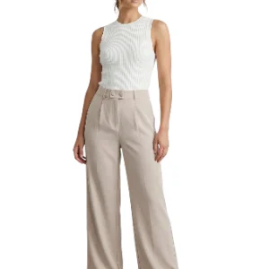 Pantalón Wide Leg Lino Beige Dama