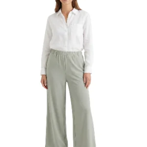 Pantalón Wide Leg Lino Verde Salvia Dama