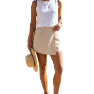Short Falda Asimétrico Juvenil Beige