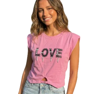Top Crop Rosa LOVE