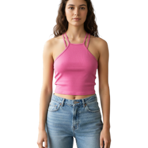 Top crop halter fucsia