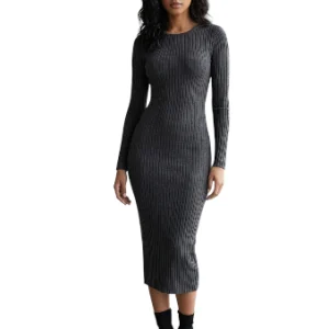 Vestido Maxi de Punto Acanalado de Dos Tonos para Bajitas