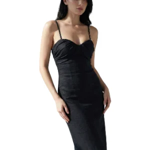 Vestido ajustado negro tirantes espagueti
