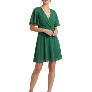 Vestido envolvente verde botella