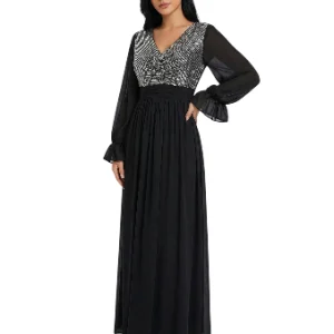 Vestido largo negro lentejuelas