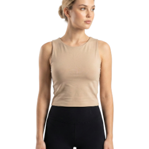 Top corto sin mangas con cuello redondo alto ,